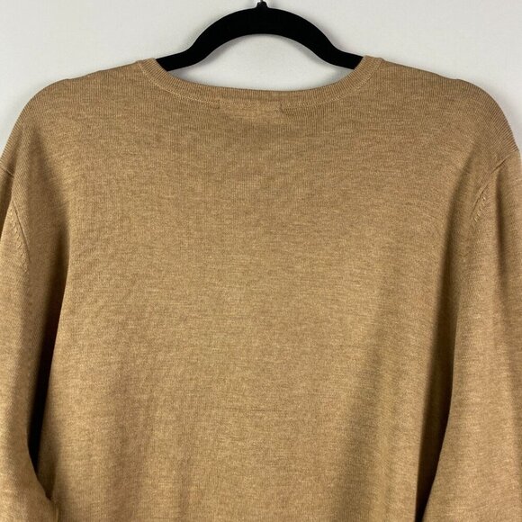 CJ Banks Cardigan Sweater Size 2X Tan Pearl Neckline Detail Button Up - Picture 8 of 11